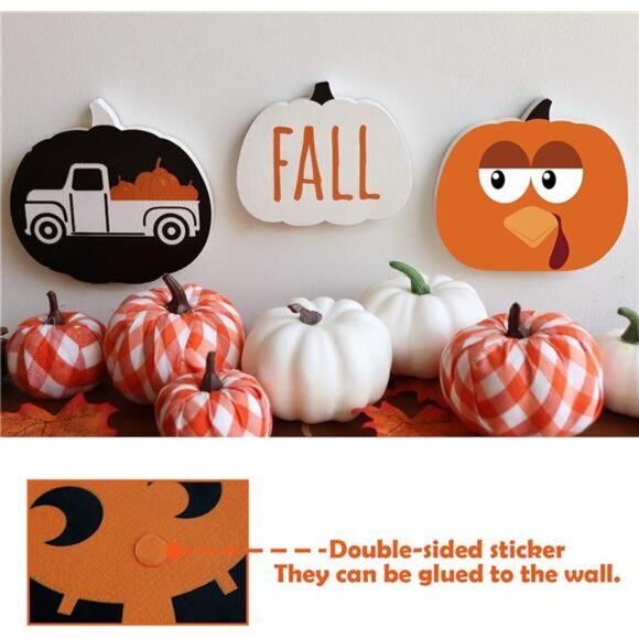 Fall Halloween Table Decorations Indoor 3ct Pumpkin Reversible Tiered Tray Decor - Picture 4 of 7